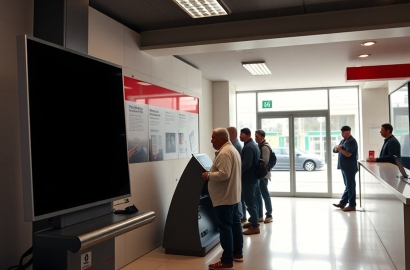 Antes — Terminal fuera de servicio en horario de alta demanda: la espera se traslada a la caja.